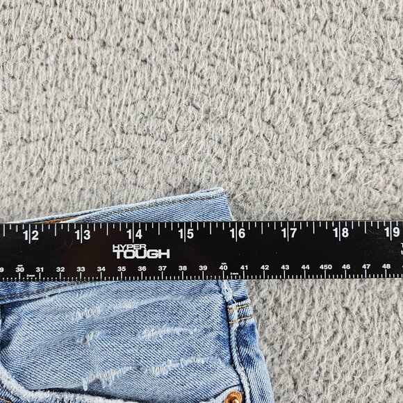 Levis 501 CT Shorts Womens 27 Blue Denim Distressed Mid Rise Button Fly Grunge - Picture 8 of 16